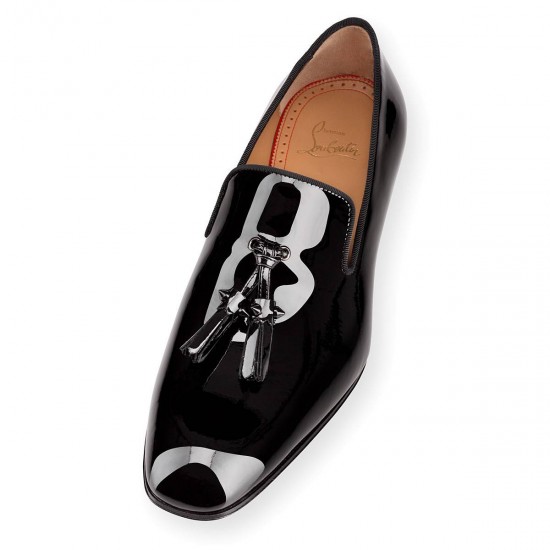 Christian Louboutin Dandelion Tassel Patent Leather Loafers Black Men