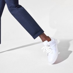 Christian Louboutin Elastikid Leather Low Top Sneakers Bianco Men