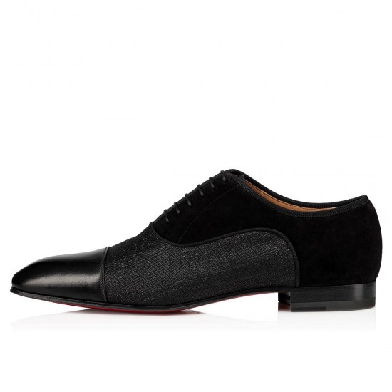 Christian Louboutin Greggo Canvas Lurex Dress Shoes Black Men