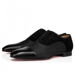 Christian Louboutin Greggo Canvas Lurex Dress Shoes Black Men