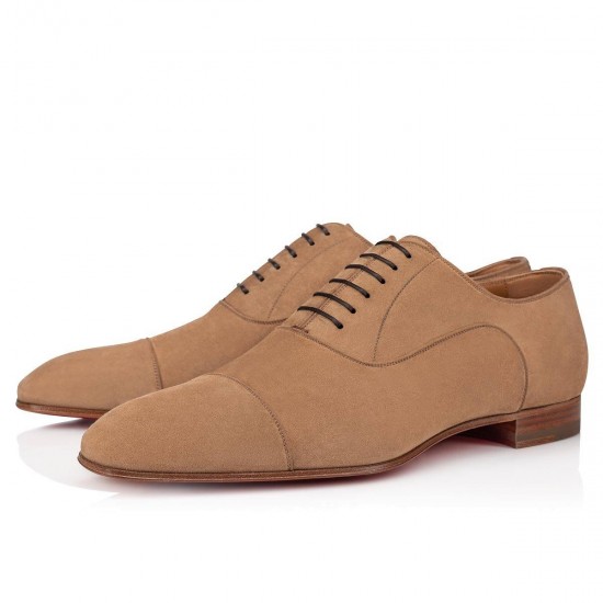 Christian Louboutin Greggo Veau Velours Dress Shoes Brown Men