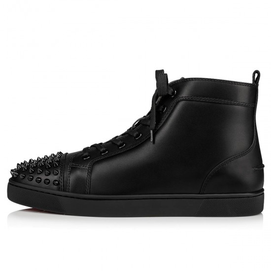 Christian Louboutin Lou Spikes Calf High Top Sneakers Black Men