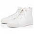 Christian Louboutin Lou Spikes Leather High Top Sneakers White/White Men