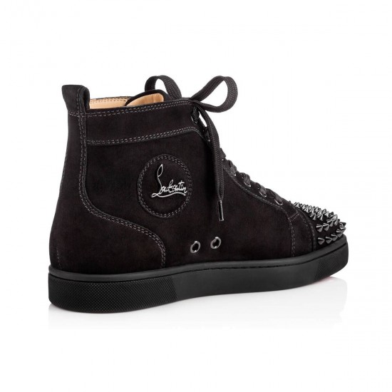 Christian Louboutin Lou Spikes Suede High Top Sneakers Black Men