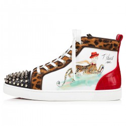 Christian Louboutin Lou Spikes Orlato Creative Leather High Top Sneakers Multi Men