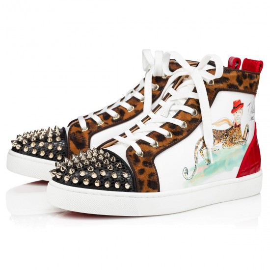 Christian Louboutin Lou Spikes Orlato Creative Leather High Top Sneakers Multi Men