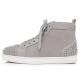 Christian Louboutin Lou Spikes 2 Suede High Top Sneakers Grey Men