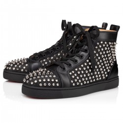 Christian Louboutin Louis 1C1S Canvas Lurex High Top Sneakers Version Black Men