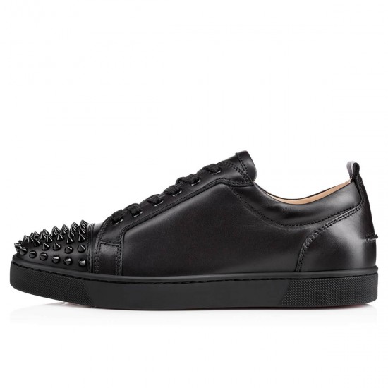 Christian Louboutin Louis Junior Spikes Calf Low Top Sneakers Black Men