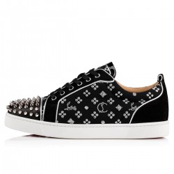 Christian Louboutin Louis Junior Spikes Orlato Jacquard Loubi In The Sky Low Top Sneakers Black/Silver Men