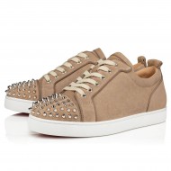 Christian Louboutin Louis Junior Spikes Orlato Veau Velours Low Top Sneakers Mandorla/Silver Men