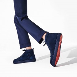 Christian Louboutin Louis Orlato Veau Velours High Top Sneakers Blue Men