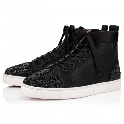 Christian Louboutin Louis P Strass II Strass High Top Sneakers Version Black Men