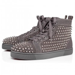 Christian Louboutin Louis Suede High Top Sneakers Shadow/Sv Men