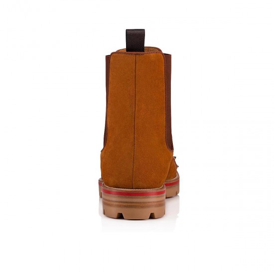 Christian Louboutin Melon Spikes Suede Chelsea Boots Coconut Men