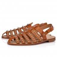 Christian Louboutin Meloubiclou Calf Flat Sandals Brown/Silver Men