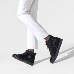 Christian Louboutin Navy Louis Strass Strass High Top Sneakers Black Men