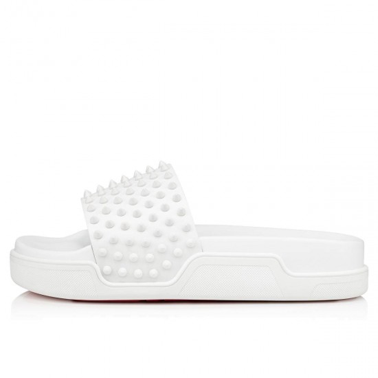 Christian Louboutin Pool Fun Leather Slides Bianco Men