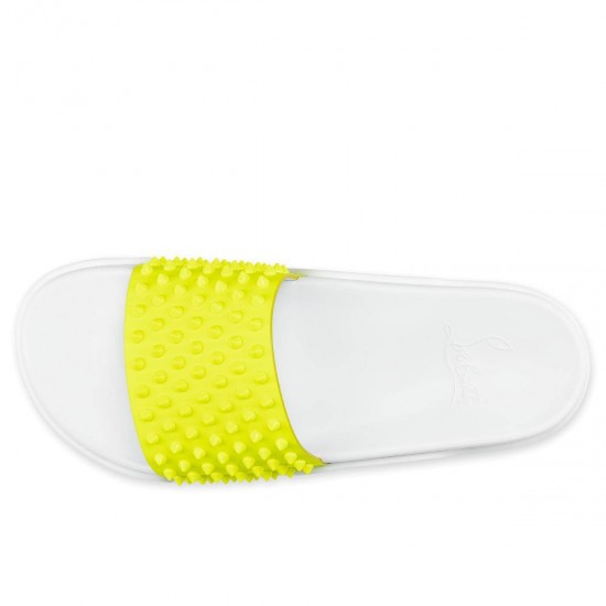 Christian Louboutin Pool Fun Leather Slides Yellow Men