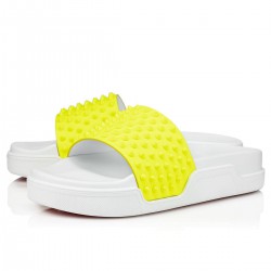 Christian Louboutin Pool Fun Leather Slides Yellow Men