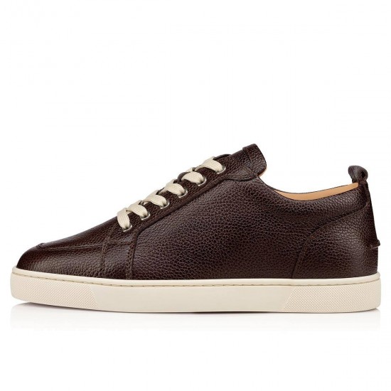 Christian Louboutin Rantulow Leather Low Top Sneakers Dark Brown Men