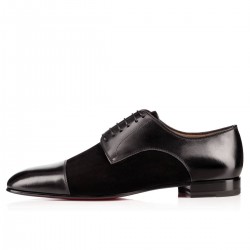 Christian Louboutin Top Daviol Suede Derby Shoes Black/Black Men