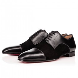 Christian Louboutin Top Daviol Suede Derby Shoes Black/Black Men