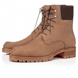 Christian Louboutin Trapman Creative Leather Lace Up Boots Brown Men