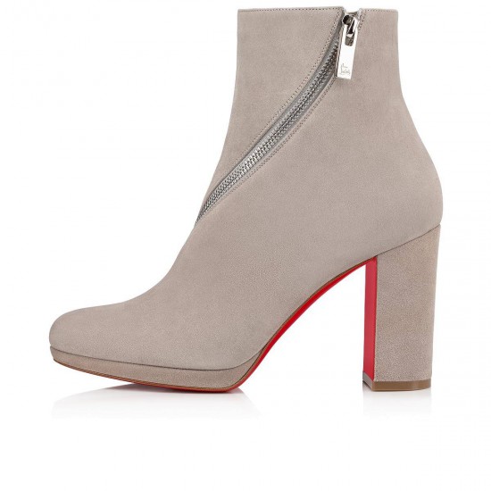 Christian Louboutin Birgitta 100mm Suede Ankle Boots Fume Women