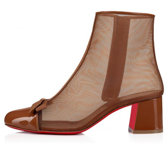 Christian Louboutin Checkypoint Booty 55mm Patent Booties Nude 5 Women