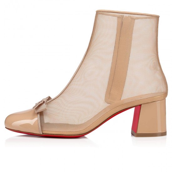 Christian Louboutin Checkypoint Booty 55mm Patent Booties Nude 1 Women