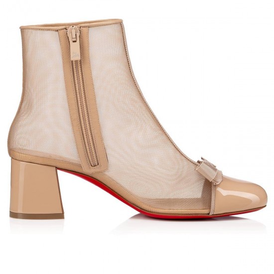 Christian Louboutin Checkypoint Booty 55mm Patent Booties Nude 1 Women