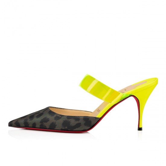 Christian Louboutin Choc PVC 80mm Nylon Mules Multi/Yellow Women