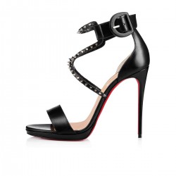 Christian Louboutin Choca Lux 120mm Leather Sandals Black/Silver Women