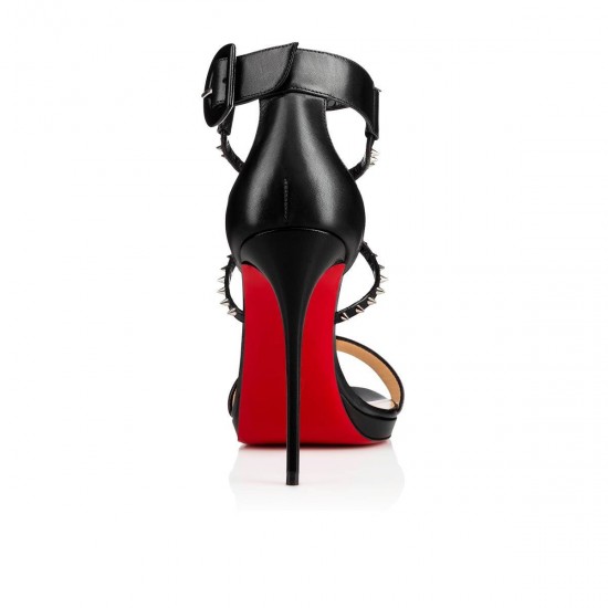 Christian Louboutin Choca Lux 120mm Leather Sandals Black/Silver Women
