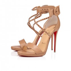 Christian Louboutin Choca Lux 120mm Leather Sandals Nude/Pink Bronze Women