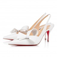 Christian Louboutin Clare Nodo 80mm Patent Leather Pumps Bianco Women