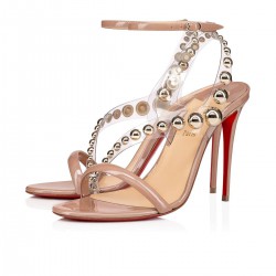 Christian Louboutin Corinetta 100mm Patent Leather Sandals Nude/White Gold Women