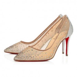 Christian Louboutin Follies Strass 85mm Glitter Sparkly Heels Silver Women