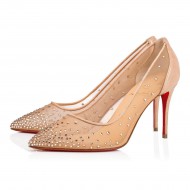 Christian Louboutin Follies Strass 85mm Suede Sparkly Heels Version Light Silk Women