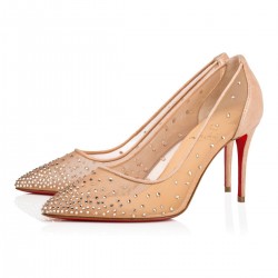 Christian Louboutin Follies Strass 85mm Suede Sparkly Heels Version Light Silk Women