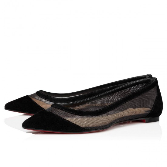 Christian Louboutin Galativi Veau Velours Ballet Flats Black Women