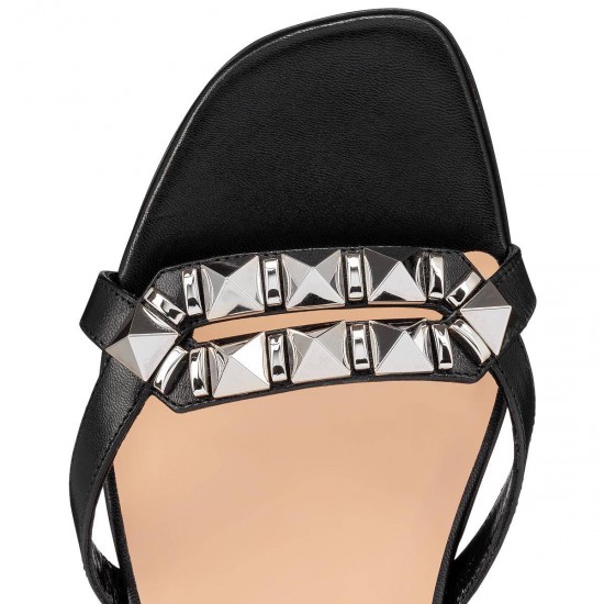 Christian Louboutin Galerietta Leather Flat Sandals Black Women