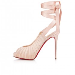 Christian Louboutin Goya Ruban Alta 120mm Crepe Satin Peep Toe Pumps Pink Women