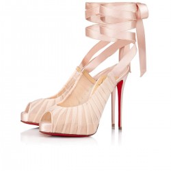 Christian Louboutin Goya Ruban Alta 120mm Crepe Satin Peep Toe Pumps Pink Women