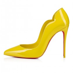 Christian Louboutin Hot Chick 100mm Patent Leather Pumps Yellow Women