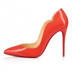 Christian Louboutin Hot Chick 100mm Patent Leather Pumps Orange Women