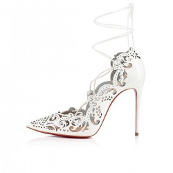 Christian Louboutin Impera 100mm Patent Leather Strappy Heels Snow Women
