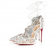 Christian Louboutin Impera 100mm Patent Leather Strappy Heels Snow Women