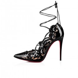 Christian Louboutin Impera 100mm Patent Leather Strappy Heels Black Women